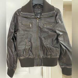 Leather bomber jacket